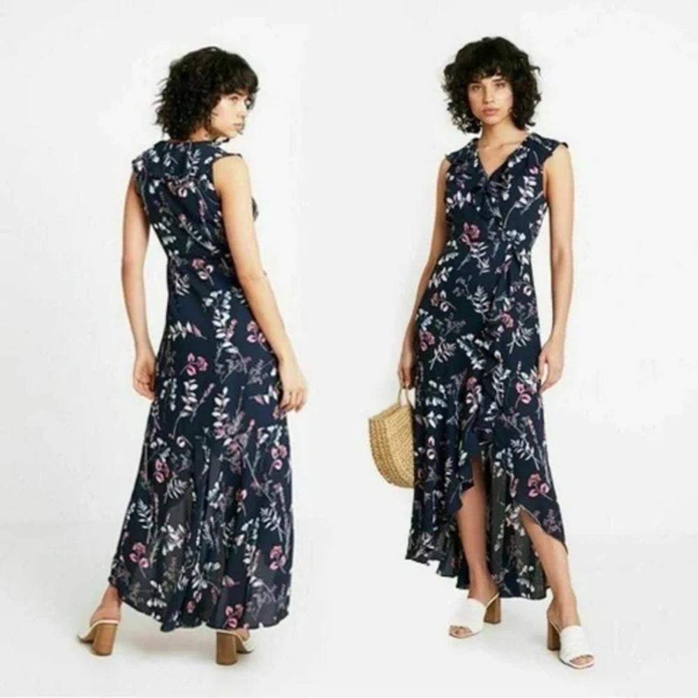 Banana Republic Navy Floral High Low Dress